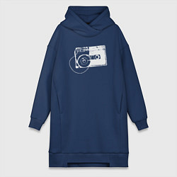 Женское худи-платье Кассета и плёнка, цвет: тёмно-синий