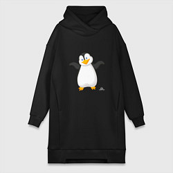 Женское худи-платье Веселый пингвин красивый, цвет: черный