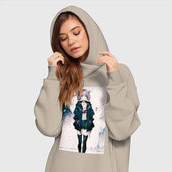 Женское худи-платье Надзуна Нанакуса - Песнь ночных сов, цвет: миндальный — фото 2