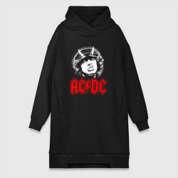 Женское худи-платье ACDC Angus Young rock, цвет: черный