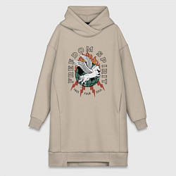 Женское худи-платье Свободный дух арт, цвет: миндальный