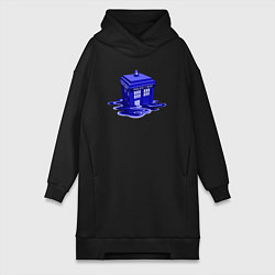 Женское худи-платье Tardis ink, цвет: черный