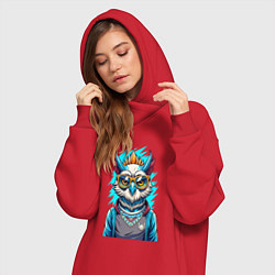 Женское худи-платье Современная сова, цвет: красный — фото 2