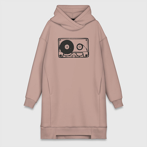 Женская толстовка-платье Audio cassette / Пыльно-розовый – фото 1