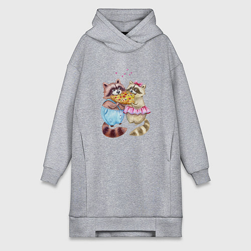 Женская толстовка-платье Пицца и енотики / Меланж – фото 1