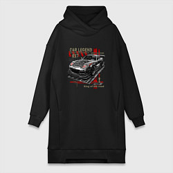 Женское худи-платье Rx7 Twin turbo, цвет: черный