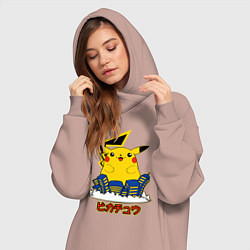Женское худи-платье Пикачу покемон, цвет: пыльно-розовый — фото 2