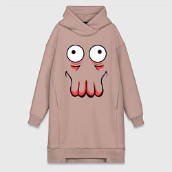 Женское худи-платье John Zoidberg Face, цвет: пыльно-розовый