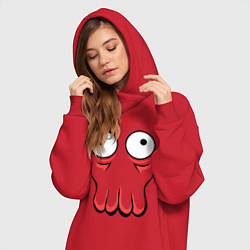 Женское худи-платье John Zoidberg Face, цвет: красный — фото 2