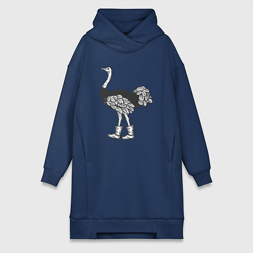 Женская толстовка-платье Страус в сапожках / Тёмно-синий – фото 1