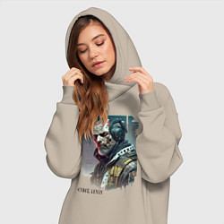 Женское худи-платье Cyber Lenin - ai art fantasy, цвет: миндальный — фото 2