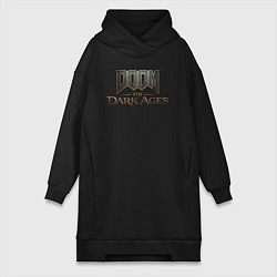 Женское худи-платье Doom the dark ages logo, цвет: черный