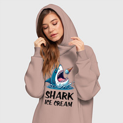 Женское худи-платье Shark ice cream - ai art, цвет: пыльно-розовый — фото 2