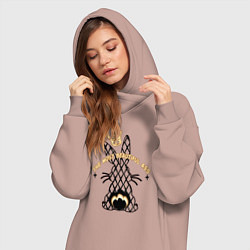 Женское худи-платье Кролик - самая красивая попа, цвет: пыльно-розовый — фото 2