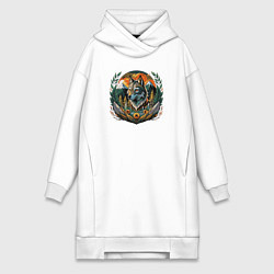 Женская толстовка-платье Волк на фоне гор