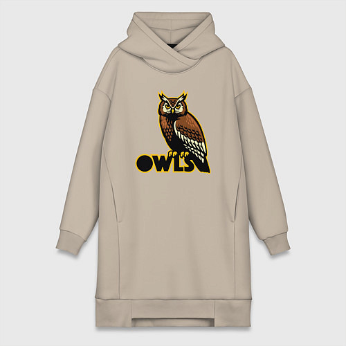 Женская толстовка-платье Owls / Миндальный – фото 1