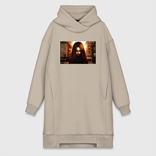 Женская толстовка-платье Альма Вейд Fear 2 / Миндальный – фото 1