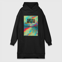 Женское худи-платье Nirvana nevermind album, цвет: черный