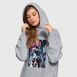 Женское худи-платье Cyber Barbie from future - ai art fantasy, цвет: меланж — фото 2