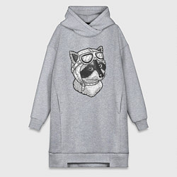 Женское худи-платье Енотик лётчик, цвет: меланж
