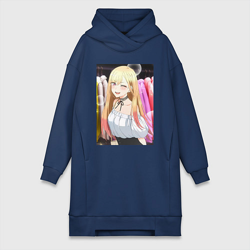 Женская толстовка-платье Эта фарфоровая кукла влюбилась / Тёмно-синий – фото 1