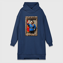Женское худи-платье Вязанный Сталин грозит пальцем - детское творчеств, цвет: тёмно-синий