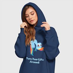 Женское худи-платье Рейнбоу Дэш: переверни свою жизнь, цвет: тёмно-синий — фото 2