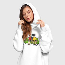 Женское худи-платье Телевизионная семья, цвет: белый — фото 2
