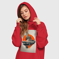 Женское худи-платье Постер машины, цвет: красный — фото 2
