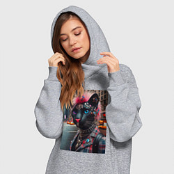 Женское худи-платье Голубоглазая пантера модница из Нью-Йорка - нейрос, цвет: меланж — фото 2