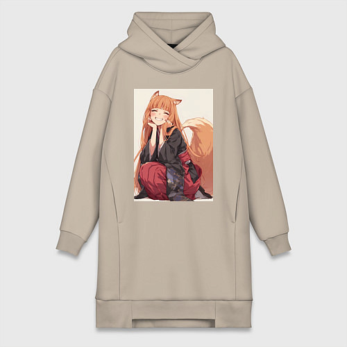 Женская толстовка-платье Волчица и пряности Холо торговец / Миндальный – фото 1