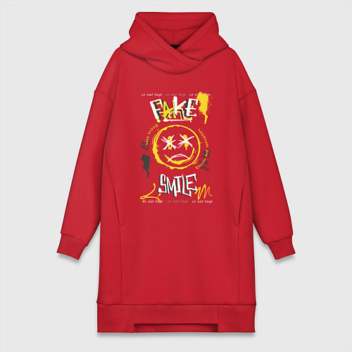 Женская толстовка-платье Фальшивая улыбка / Красный – фото 1