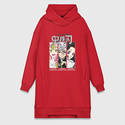 Женское худи-платье Клинок рассекающий демонов столпы Митсуи Тенген Ши, цвет: красный