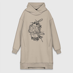 Женское худи-платье Человек-бензопила Денджи Макима, цвет: миндальный