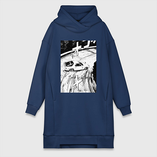 Женская толстовка-платье Mazda RX-7 гоночный стиль / Тёмно-синий – фото 1