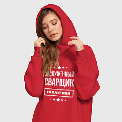 Женское худи-платье Заслуженный сварщик, цвет: красный — фото 2