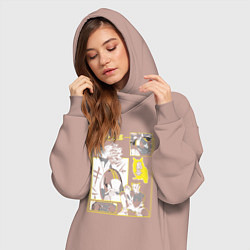 Женское худи-платье Haikyuu!! Хаику Волейбол Бокуто сова, цвет: пыльно-розовый — фото 2