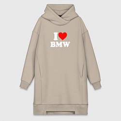 Женское худи-платье I love my BMW, цвет: миндальный