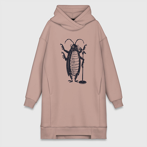 Женская толстовка-платье Тараканчик певец / Пыльно-розовый – фото 1