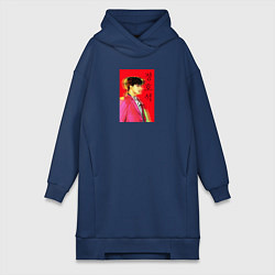 Женское худи-платье Чон Джонгук, цвет: тёмно-синий