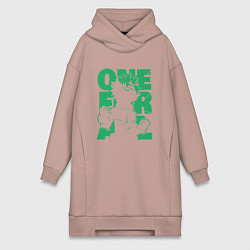Женское худи-платье Моя геройская академия один за всех Деку, цвет: пыльно-розовый