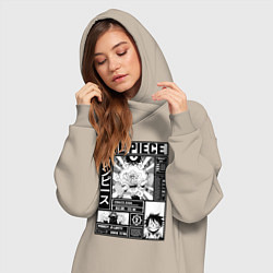 Женское худи-платье Счастливый Луффи - Ван Пис, цвет: миндальный — фото 2