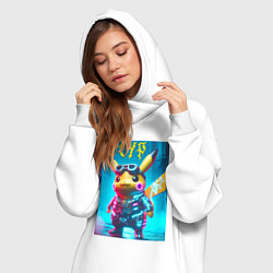 Женское худи-платье Cyber Pikachu - ai art fantasy, цвет: белый — фото 2