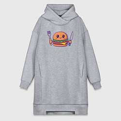 Женское худи-платье Смайл гамбургер, цвет: меланж