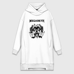 Женское худи-платье Megadeth - rock dog, цвет: белый