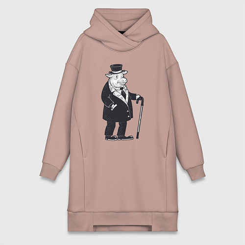 Женская толстовка-платье Модный кабанчик / Пыльно-розовый – фото 1