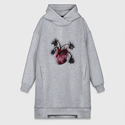 Женское худи-платье Увядшее сердце, цвет: меланж