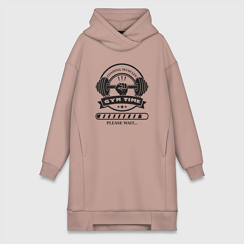 Женская толстовка-платье Зож время загружать свои мышцы / Пыльно-розовый – фото 1