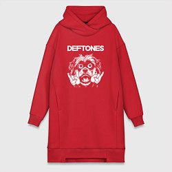 Женское худи-платье Deftones rock dog, цвет: красный