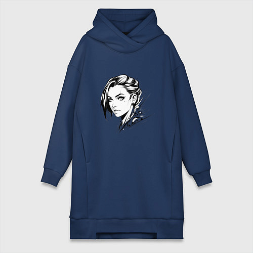Женская толстовка-платье Девушка эмо / Тёмно-синий – фото 1